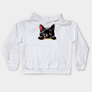 Shy Black Cat Kids Hoodie